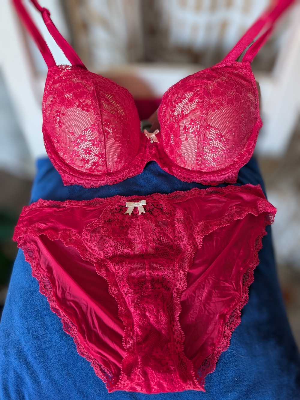 Victoria's Secret Hot Pink Lace Underwire Bra & Bikini Set